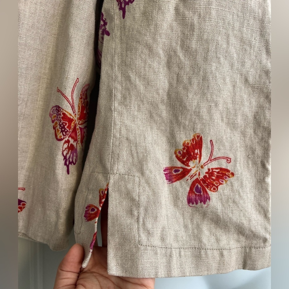 Ricki Freeman 100% Linen for Teri Jon Butterfly Blazer Neiman Marcus size 6 - Picture 5 of 9